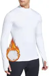 FitsT4 Sports Men's Thermal Fleece Lined Mock Neck Baselayer Tops Long Sleeve Running Athletic Shirt with Thumbholes White M