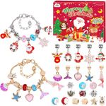 ZMLM Christmas Advent-Calendar Bracelet for Girl: 24 Days Countdown with 2 Bracelets Making Kit and 22 DIY Charm Beads for Kids,Mermaid