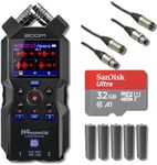 Zoom H4essential 4-Track 32-Bit Float Portable Audio Recorder with 32GB microSD Card, 25' XLRs and AA Batteries