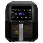 Faber 8 L 1700W Digital Air Fryer | Fry, Bake, Roast | 85% Less Oil, 200°C Swirl Heating Technology | 7-Preset Menu, Touch Control Interface, View Window, Auto Shut-Off | Black