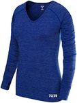 TCA Women’s Elle Long Sleeve V-Neck Running Top - Cyber Blue, Medium