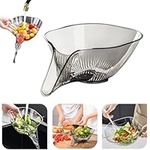 Drain Basket Funnel for Kitchen Sink - Multifunctional Drainage Basket Drain Filter Large Capacity Vegetable Washing Basket Dry and Wet Separation Fruit Tray for Washing Vegetable Fruit Salad