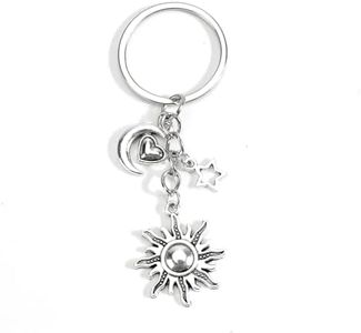 SHTALHST Personalised Star, Moon, Sun Keychain - Friend & Sister Gifts, Thank You Gifts for Women - Novelty White Keyrings