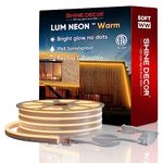 Shine Decor 50FT/15M LED Neon Rope Lights, 2500K Warm White AC 110V-120V Neon Strip Lights, 8x16mm Cuttable Waterproof SMD2835 120LEDs/M Indoor Outdoor Light Strips, DIY Ambiance Lighting Decoration