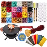 748 PCS Wax Seal Stamp Kit, WEWINK PLUS 720 PCS Wax Sealing Beads Set with A Wax Seal Stamp, Wax Seal Warmer and Spoon, 12PCS Tea Candles, 10PCS Envelopes, 2PCS Pen for Crafts, DIY, Letter, Gifts.