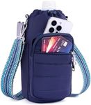 Lexiyat Water Bottle Bag 40 oz Crossbody Water Bottle Holder for Walking Hiking Insulated Compartment Carrier Purse with Adjustable Strap Blue