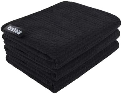 KinHwa Torchons de Cuisine Noir Microfibre, 40x70cm 3 pcs, Serviette Cuisine Super Absorbant, Esuie Vaisselle Lavette Douce Serviettes de Cuisine Lavable