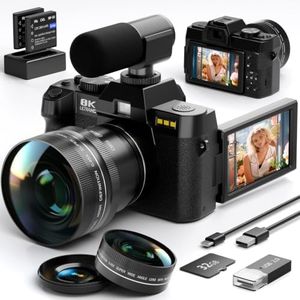 8K 64MP Digital Cameras for Photography,16X Zoom,Microphone and Dual-Lens