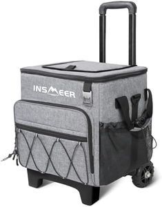 INSMEER 55 Can Collapsible Cooler with Wheels & Handle - Leakproof, Insulated, All-Terrain Rolling Cooler Bag for Beach, Camping, Picnic & Grocery Shopping