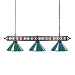 Wellmet 59'' Hanging Pool Table Light Fixture for Game Room Beer Party, Ball Design Metal Billiards Light with 3 Lamp Shades, Suitable for 7~9 Foot Pool Tables