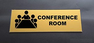 SIGNOOGLE® Conference Room Acrylic Laminated Name Plate Display Office Sign Board for Hotel Restaurant Mall Bank Office Gold Black (30 Cm x 10 Cm)