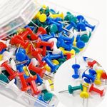 NEDBLUE Multicolor Push Pins - 120 Drawing Pins with Storage Box, Thumb Tacks for Cork, Notice and Bulletin Boards - Map Pins