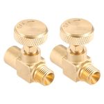 Yetaha 2PCS 1/4" Female NPT X 1/4" Male NPT Needle Valve Heavy Duty Brass High Pressure Propane LPG Gas Flow Control Needle Valve Premium Replacement Hardware Instrument Wheel Handle Connection Golden