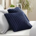 Bedsure Throw Pillow Covers 18x18 Inch - Pack of 2 Blue Luxury Soft Cozy Fluffy, Striped Pillow Covers, Home Decor for Sofa Couch Bed