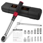 Lytool 3/8 Inch Torque Wrench Set 10~100 Ft-Lb, Dual-Direction Adjustable Torque Wrench Set with Magnetic Spark Plug Socket, Adapter Rod, Hex Deep Drive Socket Set, 250mm Extension Bar, Torx Bits