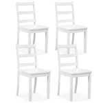 Giantex Wood Dining Chairs Set of 4 White - Wooden Armless Kitchen Chairs with Solid Rubber Wood Legs, Non-Slip Foot Pads, Max Load 400 Lbs, Farmhouse Style High Ladder Back Dining Room Chairs