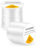 2 Rolls FIVEIZERO Elastic Bracelets String Cord, 0.8/1mm Round Crystal Elastic String for Bracelets Necklace Beading & Jewelry Making, White Transparent Stretch Bead Cord Thread