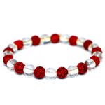 Crystal Divine Clear Quartz + Rudraksha Bracelet Beads Real Crystal For Men Women Boys and Kids Reiki Healing 8MM Beads Healing Gemstone Crystal Bracelet For Protection From Spiritual Connection