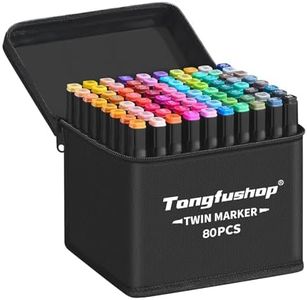 Tongfushop 80 Colored Marker Set, Colouring Pens, Markers, Art pens for Drawing, Sketching, Anime and Manga Colouring Books Adults, Double Tip Markers with Black Bag and Storage Base