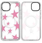 GULTMEE Magnetic for iPhone 15 Plus Case Cute Pink Stars Print [Compatible with MagSafe][Military-Grade Drop Tested] Shockproof Protective Slim Cover for iPhone 15 Plus 6.7 inch Women Girls