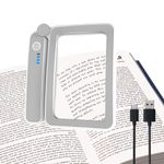 Magnifying Glass with Light Reading Gifts, Rechargeable Led Page Magnifier Christmas Stocking Stuffers Gifts for Seniors Mom Dad Grandma Grandpa Elderly Book Lovers Handheld Vision Aids (Grey)