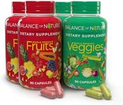 Balance of Nature Fruits and Veggies - Whole Food Supplement with Superfood Fruits and Vegetables for Women, Men, and Kids - 90 Fruit Capsules, 90 Veggie Capsules - 2 Sets