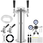 VEVOR Kegerator Tower Kit, Dual Taps Beer Conversion Kit, Stainless Steel Keg Beer Tower Dispenser with Dual Gauge W21.8 Regulator & S-System Keg Coupler for Party Home