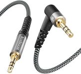 BlueRigger 3.5mm 90 Degree Stereo Audio Cable (10FT, L-Shaped Right Angle Jack, Auxiliary Cable, Male to Male, Hi-Fi Sound) – Aux Cord for Headphones, Car Stereo, Speaker, Phone, Tablet, Laptop