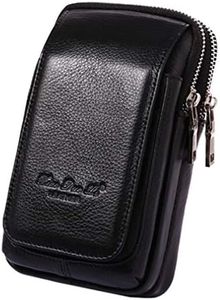 Leather Vertical Phone Belt Waist Bag for Men Cellphone Loop Holster Case Mini Travel Phone Pouch Pack Purse Wallet
