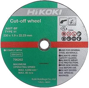 HIKOKI 796262Z-9" (230mm) Metal Grinding Abrasive Cut-Off Wheel, Pack of 40 Pcs, 230 X 1.9 X 22.23 mm