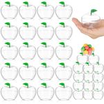 Nitial 60 Pcs Rosh Hashanah Plastic Apple Container Candy Boxes Bulk Apple Container Candy Holder Bobbing Apples Shaped Jars Teacher Gifts for Christmas Halloween Wedding Party Favor(Clear)