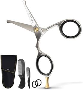 ONTAKI 4.2” Japanese Steel Rounded-Tip Beard & Mustache Scissors - Ergonomic Bent Handles - Nose Hair Scissor - Hand Forged Hair Trimming Scissors For Beard Mustache Nose & Ear Hair (Silver 4.2")