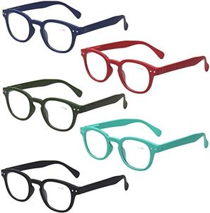 Reading Glasses Set of 5 Quality Fashion Readers Spring Hinge Glasses for Reading (5 Pack Mix Color, 2.50)