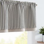 jinchan Striped Valance Curtain Blackout Kitchen Valance for Windows Pinstripe Valance for Living Room 16 Inch Double Layer Farmhouse Window Valance Overlay Valance Rod Pocket 1 Panel Black on Beige