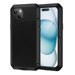 Lanhiem iPhone 15 Metal Case, Heavy Duty Shockproof Tough Rugged Case with Built-in Glass Screen Protector, 360 Full Body DustProof Protective Cover for iPhone 15 6.1", Black