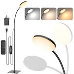 Mojimdo LED Floor Lamp with Remote, 1H Timer Reading Standing Lamps with 3 Color Temperature & 5 Brightness Levels, Dimmable Floor Lamp for Living Room, Bedroom, Office