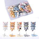 KINBOM 30pcs Cat Push Pins for Cork Board, Cute Push Pins Plastic Pushpins Thumb Tacks Animal Decorative Push Pins for Bulletin Board Wall Office School Home Use (6 Colors)