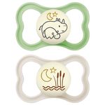 MAM Silicone Glow In The Dark Sensitive Skin Pacifiers, Baby Pacifier 6+ Months, Best Pacifier For Breastfed Babies, Air Night' Design Collection, Unisex, 2-Count