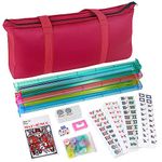 SacPero American Mahjong Game Set 166 Mahjong Tiles Set 4 All-in-One Rack/Pushers,100 Chips,1 Wind Indicator with Carrying Bag,Mah Jongg Set (American Mahjong)