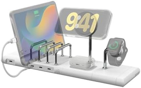 Scosche BaseLynx 2.0 Pro Modular Charging Station: MagSafe Wireless Stand for iPhone, AirPods Charging Pad, Multi Device Phone Charger, Apple Watch Charger & Powered End Cap AC Outlet with USB-C Port