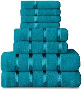 GC GAVENO CAVAILIA 8 Piece Towel Bale Set, Quick Dry Highly Absorbent Cotton Towel Sets Bathroom, Teal Towels Sets 450 GSM, 4x Face Towel 2x Hand Towels 2x Bath Towels