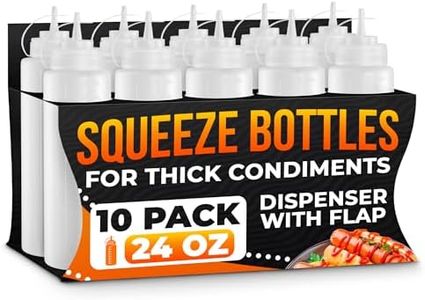 10-Pack Plastic Condiment Squeeze Bottles 24 oz – Refillable Squirt Bottles with Narrow Tip Leak-Resistant | Great for Oil, Sauces, Ketchup, Dressing, Mayonnaise, Syrup, Easter BBQ, Kitchen & Catering