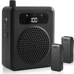 Wireless Voice Amplifier with Lavalier Microphones, Portable Voice Amplifier, Microphone with Speaker, Mini Megaphone with Clip on/Lapel Mic Teacher Microphone for Classroom Speech