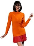 For G and PL Halloween Women's Fancy Party Sweatshirt Vema Cosplay Adult Costume Sweater with Skirt Orange 3XL