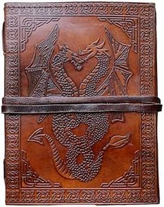 18 cm double dragon Leather Blank Book grimoire leather journal book of shadows spell book leather diary journal notebook sketchbook