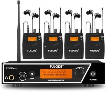 FULODE in Ear Monitor System, UHF Wireless Mono IEM with Metal Rackmount Transmitter, 4 Bodypack Receivers & in-Ear Monitoring Headphones, 100 Frequencies, 262ft Range for Musicians, Singers, Stage