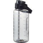 Ogetok 2L Large Water Bottle Black Half Gallon Water Jug, 68oz /2 Liter Sports Gym Drink Container, Leakproof BPA Free Big Water Bottle with Handle & Straw & Time Marker for Outdoor Fitness