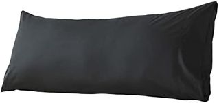 WhatsBedding Body Pillow Cover Cotton Fabric, Long Pillow Case Breathable & Skin-Friendly, Envelope Closure - Black (21x54 inch)