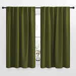 NICETOWN Rod Pocket Curtain Draperies - Set of Two (2) Thermal Insulated Light Blocking Back Tab Curtain Panels - 52 Inch by 63 Inch in Olive Green