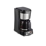 Hamilton Beach 5 Cup Compact Coffee Maker with Programmable Clock & Glass Carafe, Black,46111